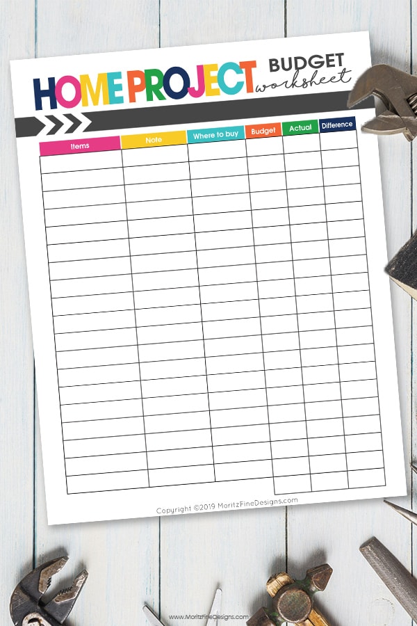 Don't start a home project without determining your budget! Use this free printable Home Project Budget Worksheet to determine your project costs.