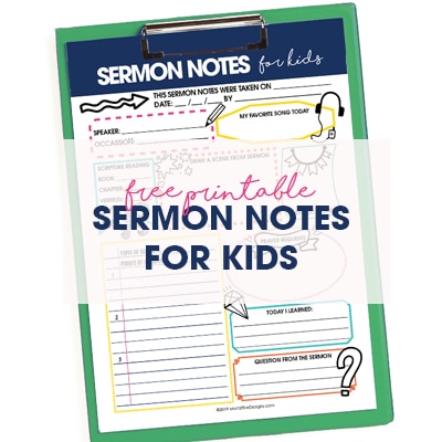 Printable Sermon Notes for Kids