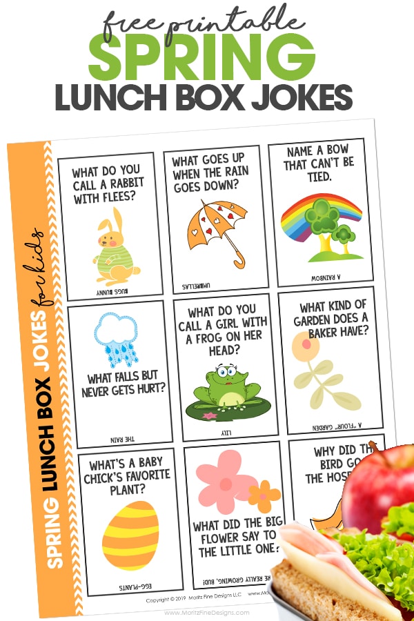 Give your kids a big laugh at lunch time by putting Spring Lunch Box Jokes in their lunch! These free printable jokes for kids are fun for kids of all ages!