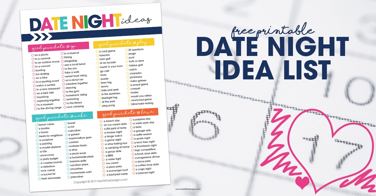 Date Night Ideas For Couples Free Printable Download