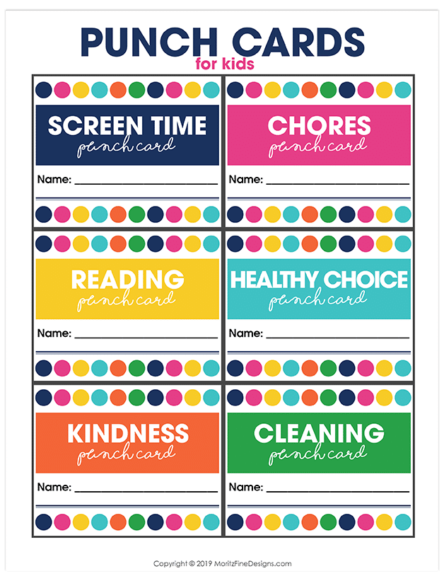 Printable Punch Cards For Kids