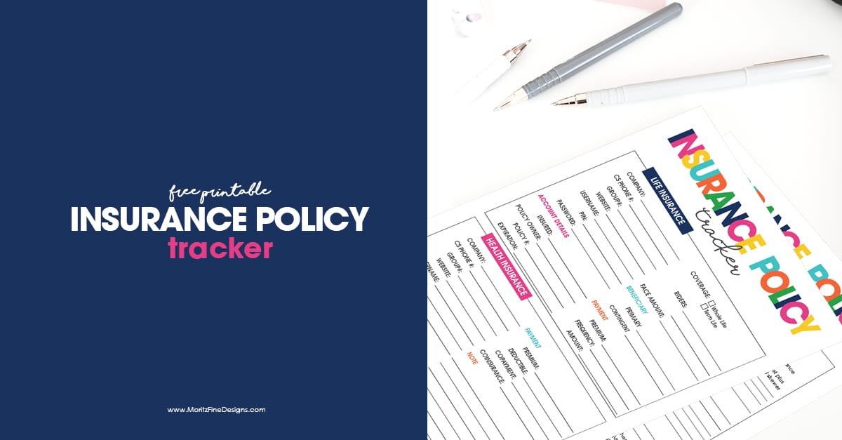 Insurance Policy Tracker Free Printable Download