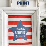 Update your home for the 4th of July with this red, white and blue stars & stripes free home decor print. Simple and easy to download and print.