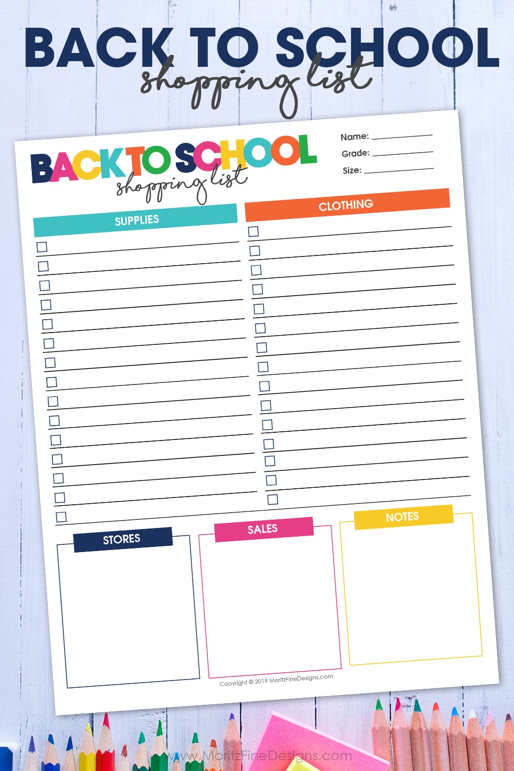 Get the most out of your back to school shopping, use the free printable Back to School Shopping List to creat a complete list of everything your kids need.