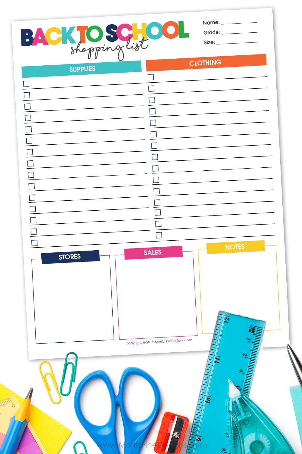 Get the most out of your back to school shopping, use the free printable Back to School Shopping List to creat a complete list of everything your kids need.