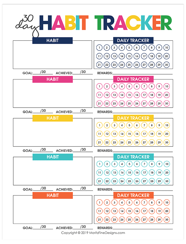 Trying something new? Make it a habit in no time at all by tracking your progress daily, weekly and monthly with the free printable Habit Tracker.