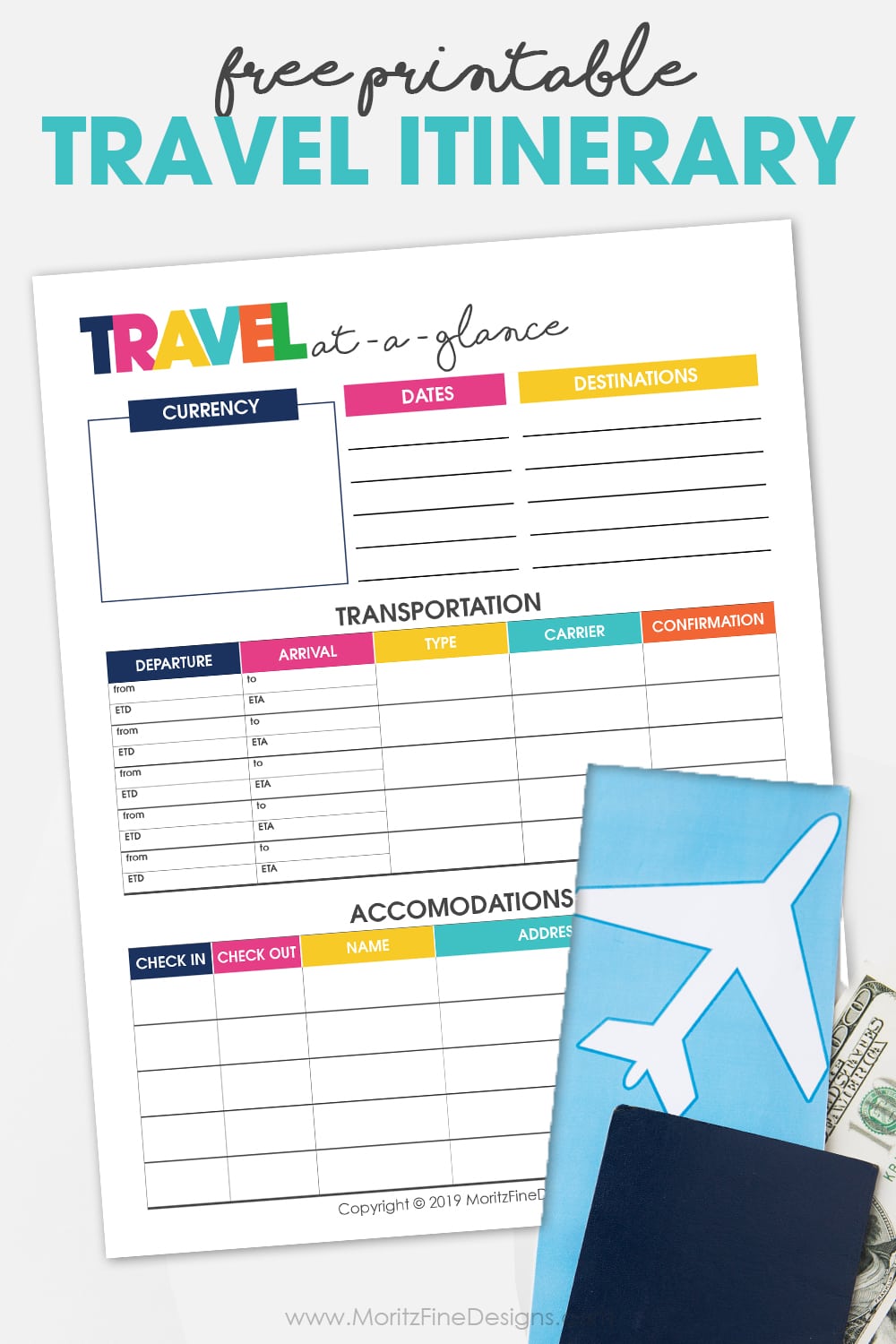 Use the free printable Travel Itinerary Planner for your next vacation. Keep track of everything--dates, transportation, accommodations & more.