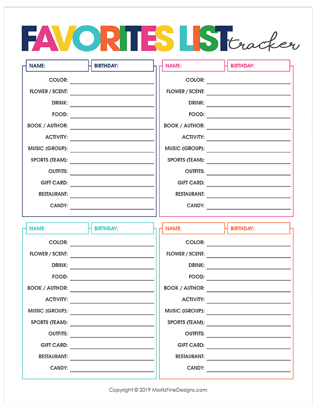 printable-favorites-list