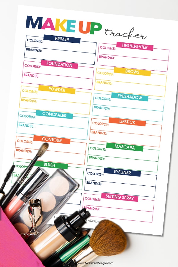 Keep track of all your favorite make-up items with the free printable Make-Up Tracker. The perfect place to list all of the brands and colors you love.