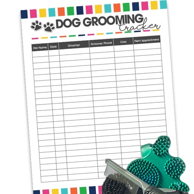 Keep track of your dog's visits and upcoming appointments to the groomer by using the free printable Dog Grooming Tracker.