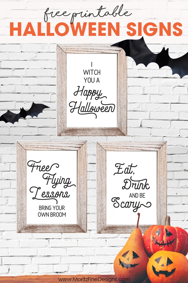 Decorate your home for Halloween on the cheap with these 3 adorable Free Printable Halloween Signs. Quick and easy to download and print.