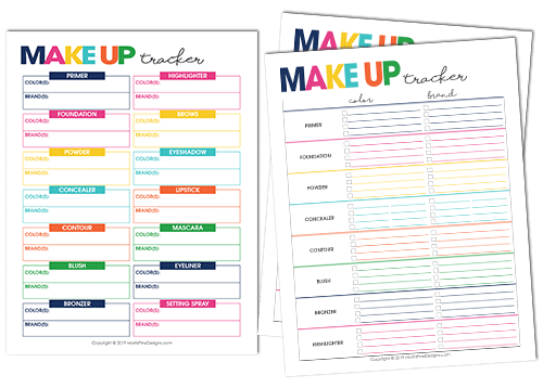 Keep track of all your favorite make-up items with the free printable Make-Up Tracker. The perfect place to list all of the brands and colors you love.