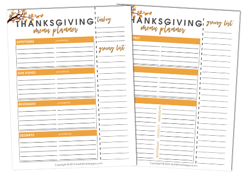 Use this free printable Thanksgiving Menu Planner to make sure no detail goes left unturned when planning your Thanksgiving dinner and shopping list.