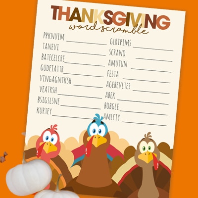 Thanksgiving Word Scramble