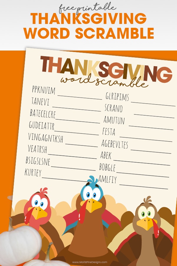 Thanksgiving fun at home or school! Kids will have a blast trying to unscramble the words in this free printable Thanksgiving Word Scramble!