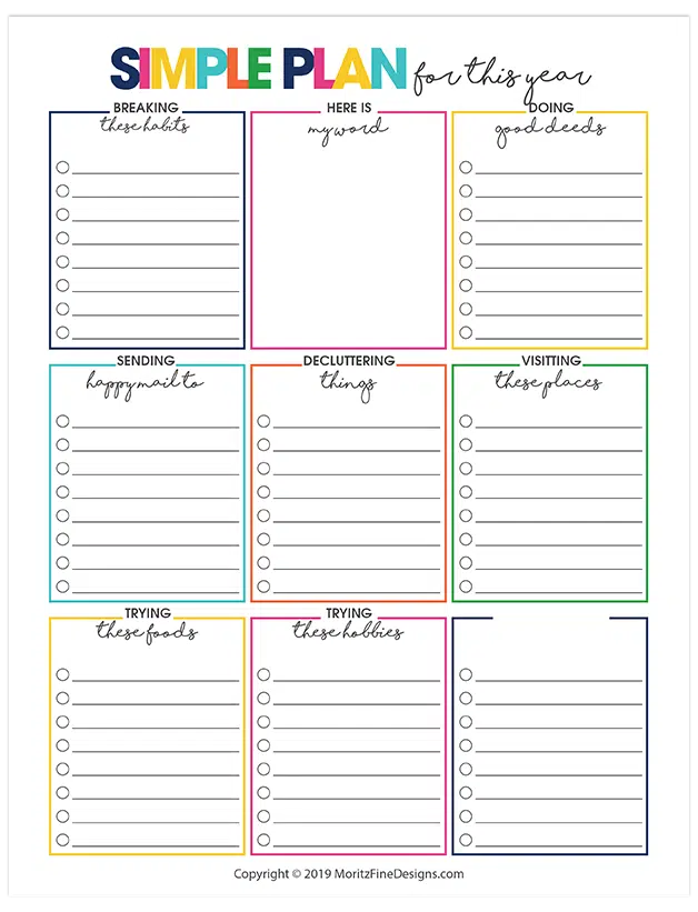 Create a yearly plan and execute it! It's easy with the Yearly Simple Planner that guides you through creating a while list of goals for the upcoming year.