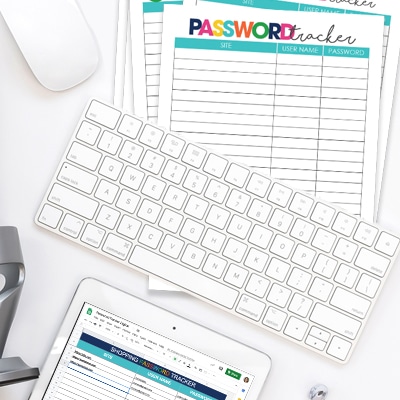 Can't remember your passwords? Use the Printable or Digital Password Tracker to keep track of your passwords and access them at all times!