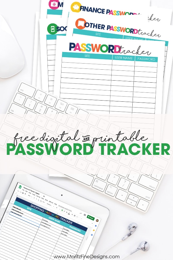 Can't remember your passwords? Use the Printable or Digital Password Tracker to keep track of your passwords and access them at all times!