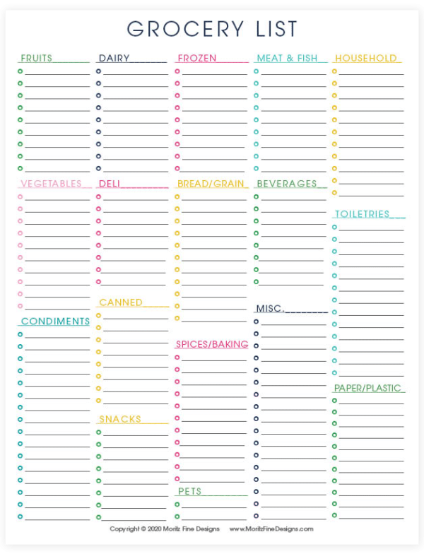 Printable Grocery List Printable Grocery List