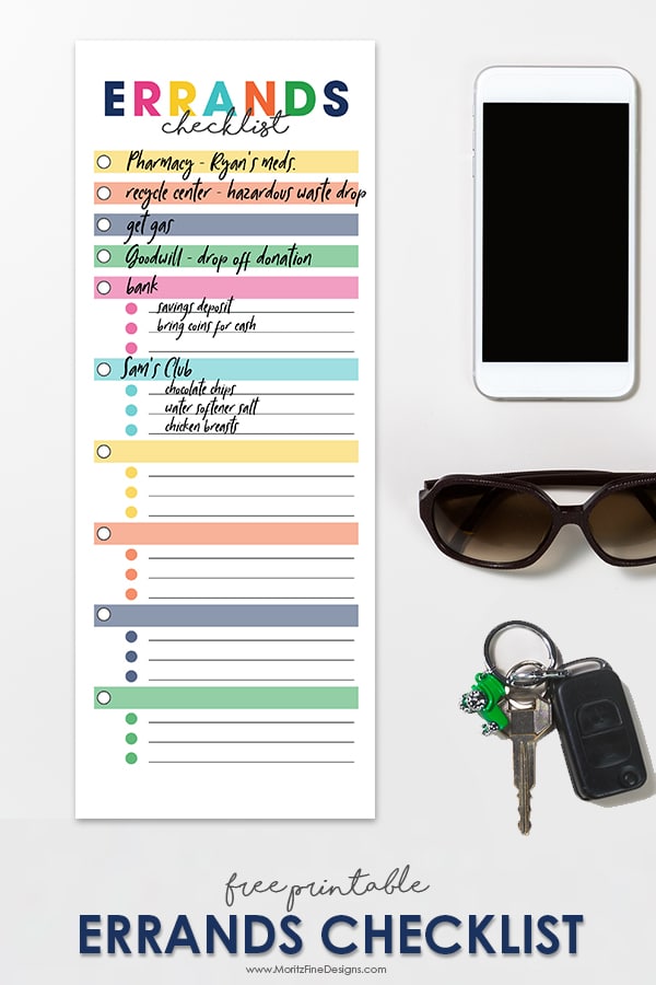 Never forget another stop on your errand run! Grab this free Errands Checklist Printable to make a list of all your stops and things to grab!