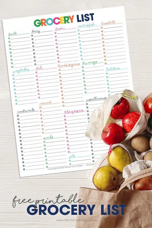 Print this Free Printable Grocery List--hang it on your fridge and compile a list of items you need at the grocery store.