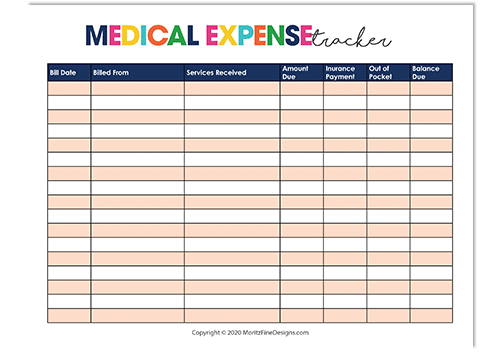 Medical Bill Tracker Template from www.moritzfinedesigns.com