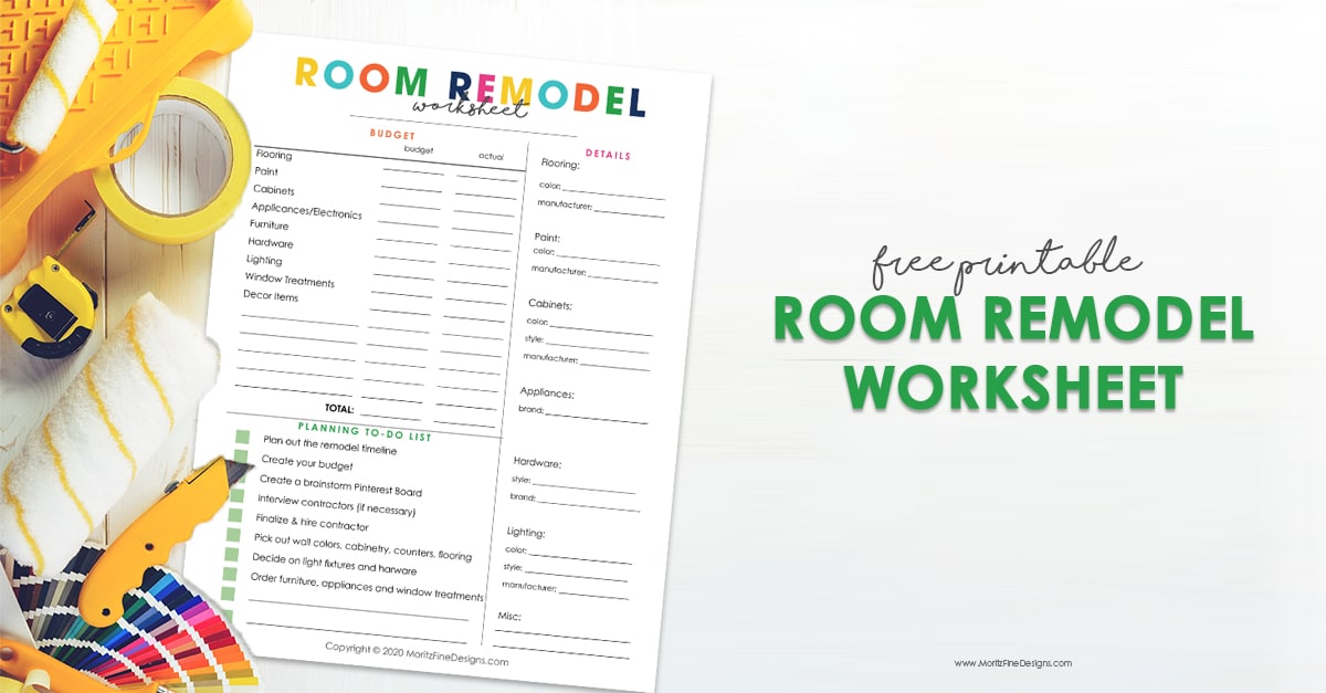 Room Remodel Worksheet Free Printable Download