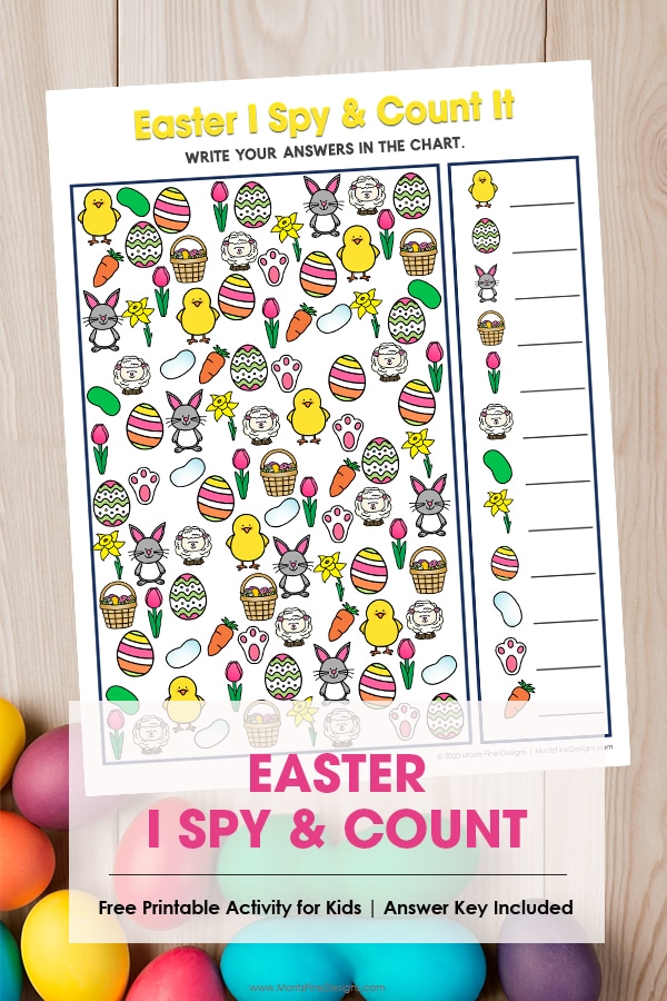Kids will have a blast with this fun free printable Easter I Spy and Count activity. It's the perfect game for in the car, at a party or at school or home!
