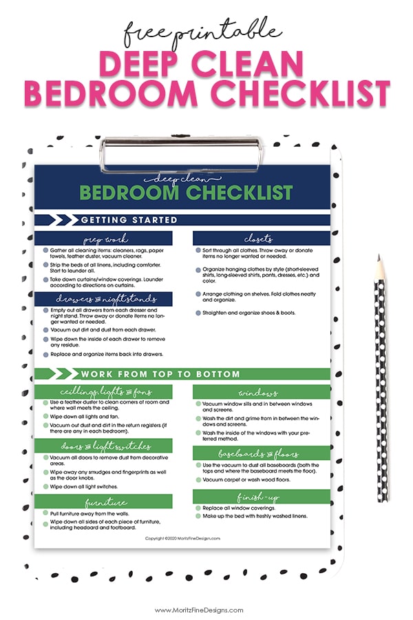 Deep Clean Bedroom Checklist Free Printable Download,Gold Black And White Table Setting