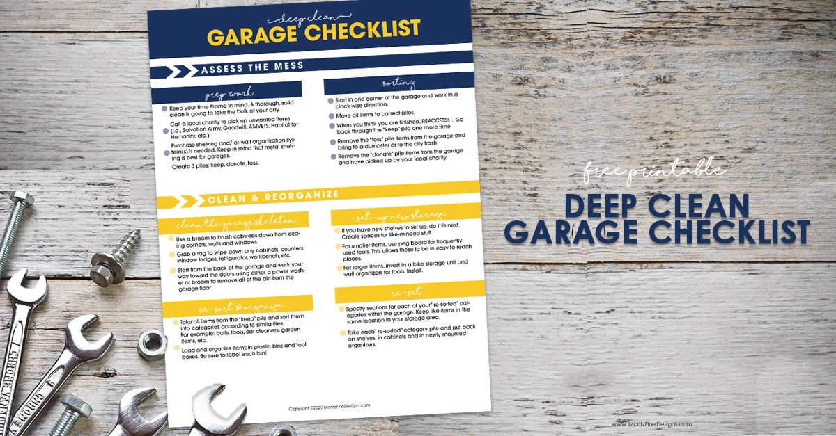 Deep Cleaning Garage Checklist Free Printable Download