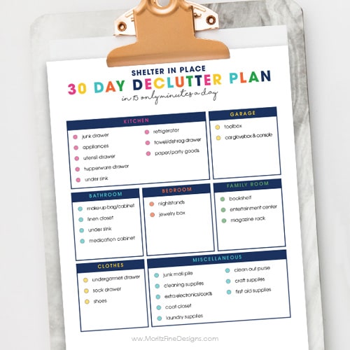 Shelter in Place 30-Day Declutter Checklist