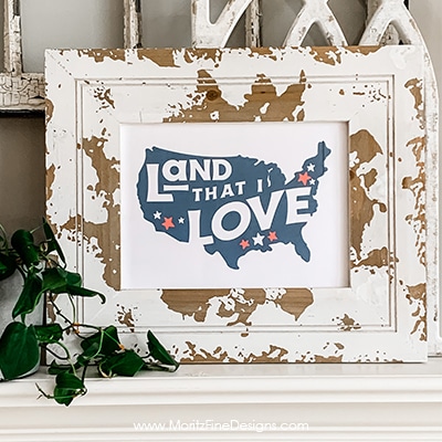 The Land That I Love 4th of July Printable is a simple and beautiful patriotic addition to your seasonal holiday home decor.