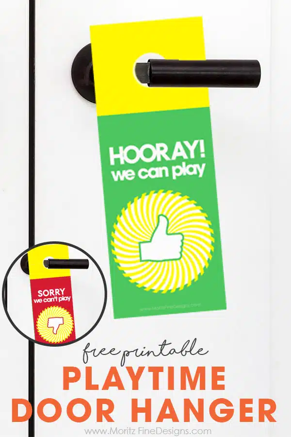 Summer has hit and the doorbell is ringing non-stop! With the Playtime Door Hanger, the neighborhood kids will know when your kids are available to play!