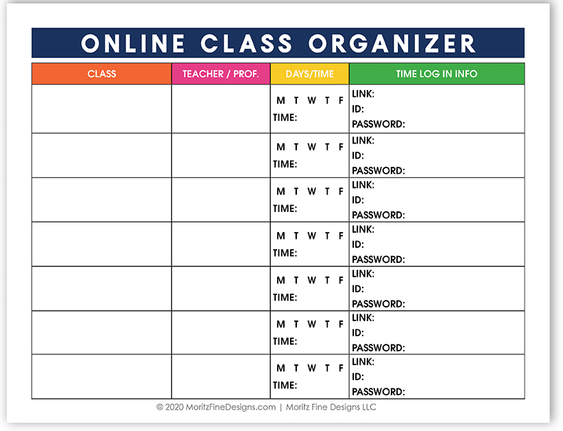 Organiser Classes Online