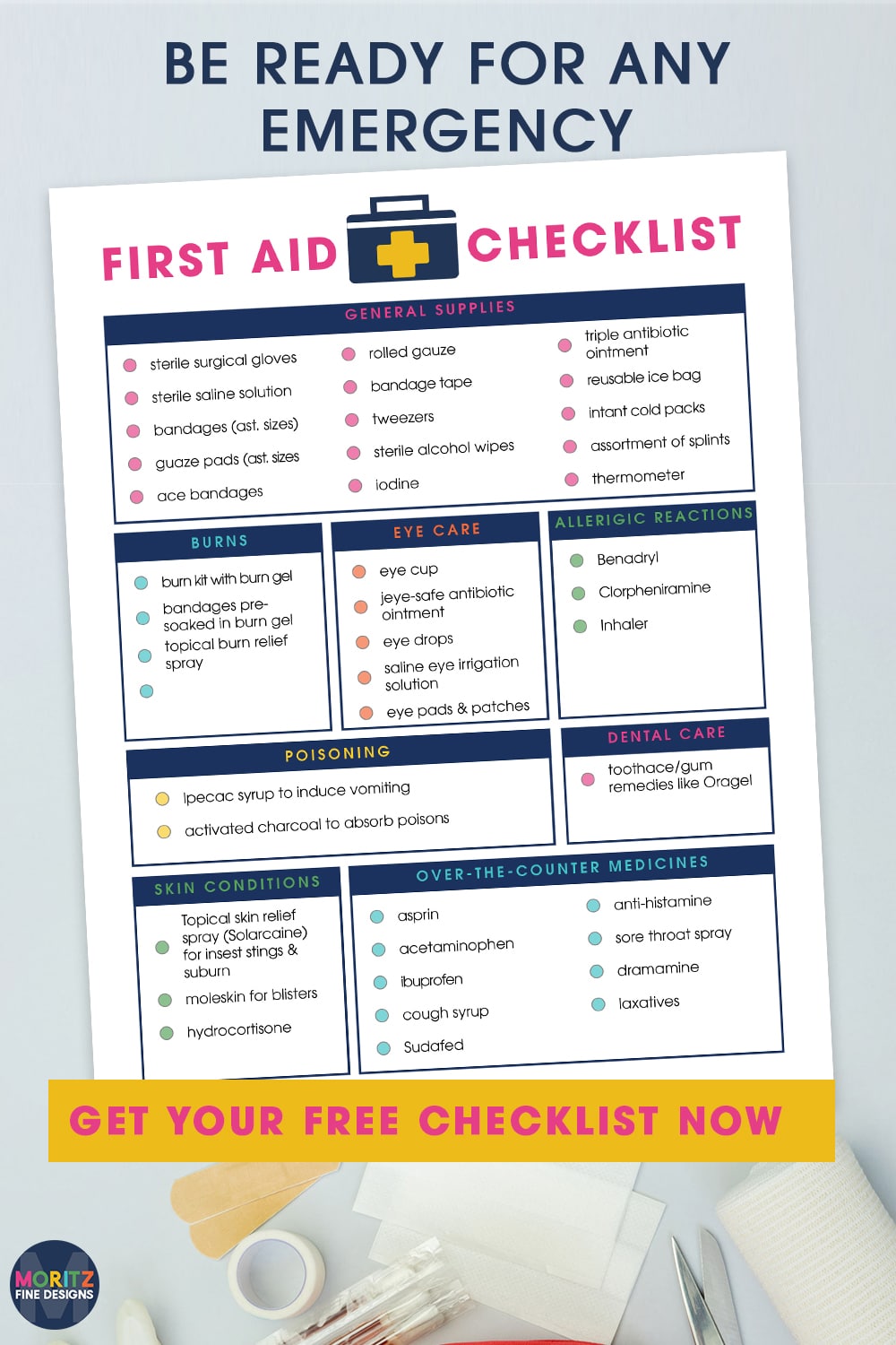 First Aid Kit Checklist For Your Home Free Printable Download