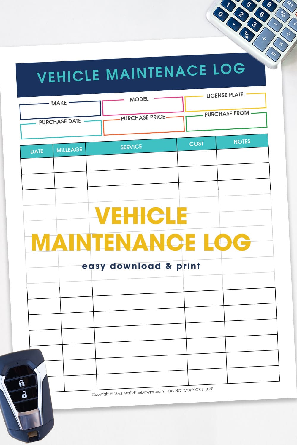 Track all maintenance and repairs that you do to your vehicle with this free editable Vehicle Maintenance Log.