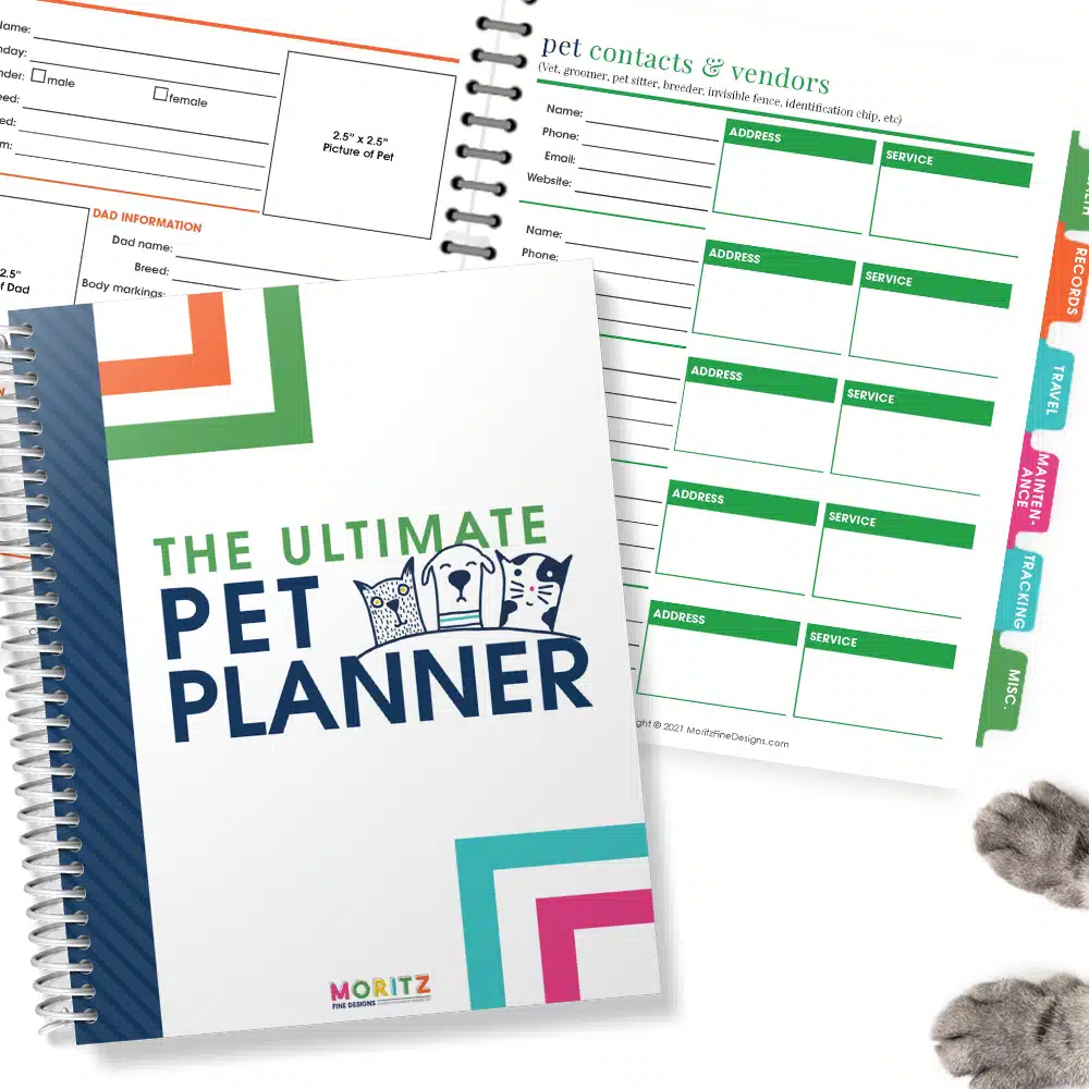 The sanity-saving Ultimate Pet Planner is designed to help you plan, track and monitor your pet's needs to help ensure a happy life!