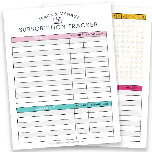 Manage & Track Your Subscriptions | Free Printable Subscription Tracker