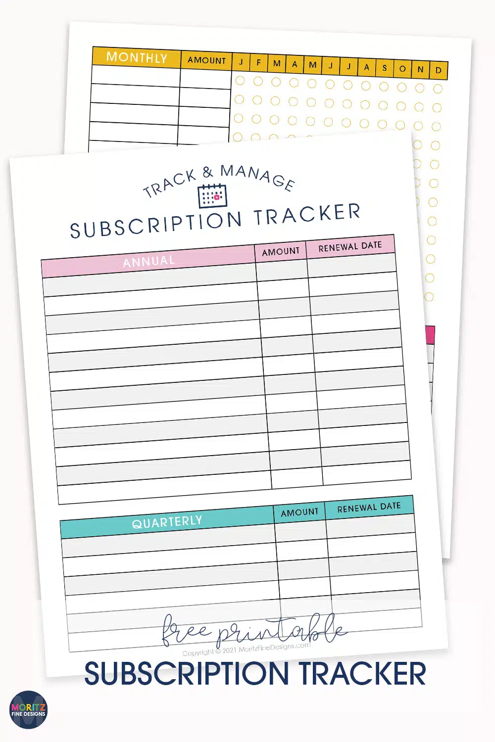 Keep track of all your subscriptions and know when they are set to auto-renew using the free printable Subscription Tracker.