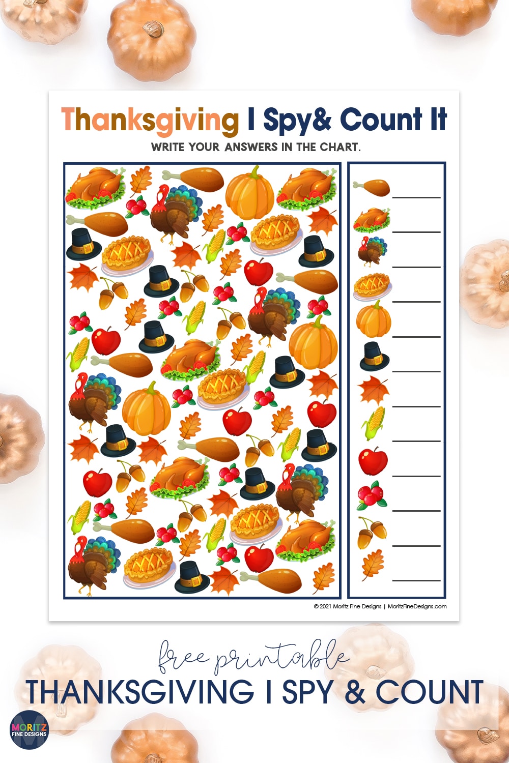 Kids will have a blast with this fun free printable Thanksgiving I Spy Activity. Perfect game for in the car, at a party or at school or home!