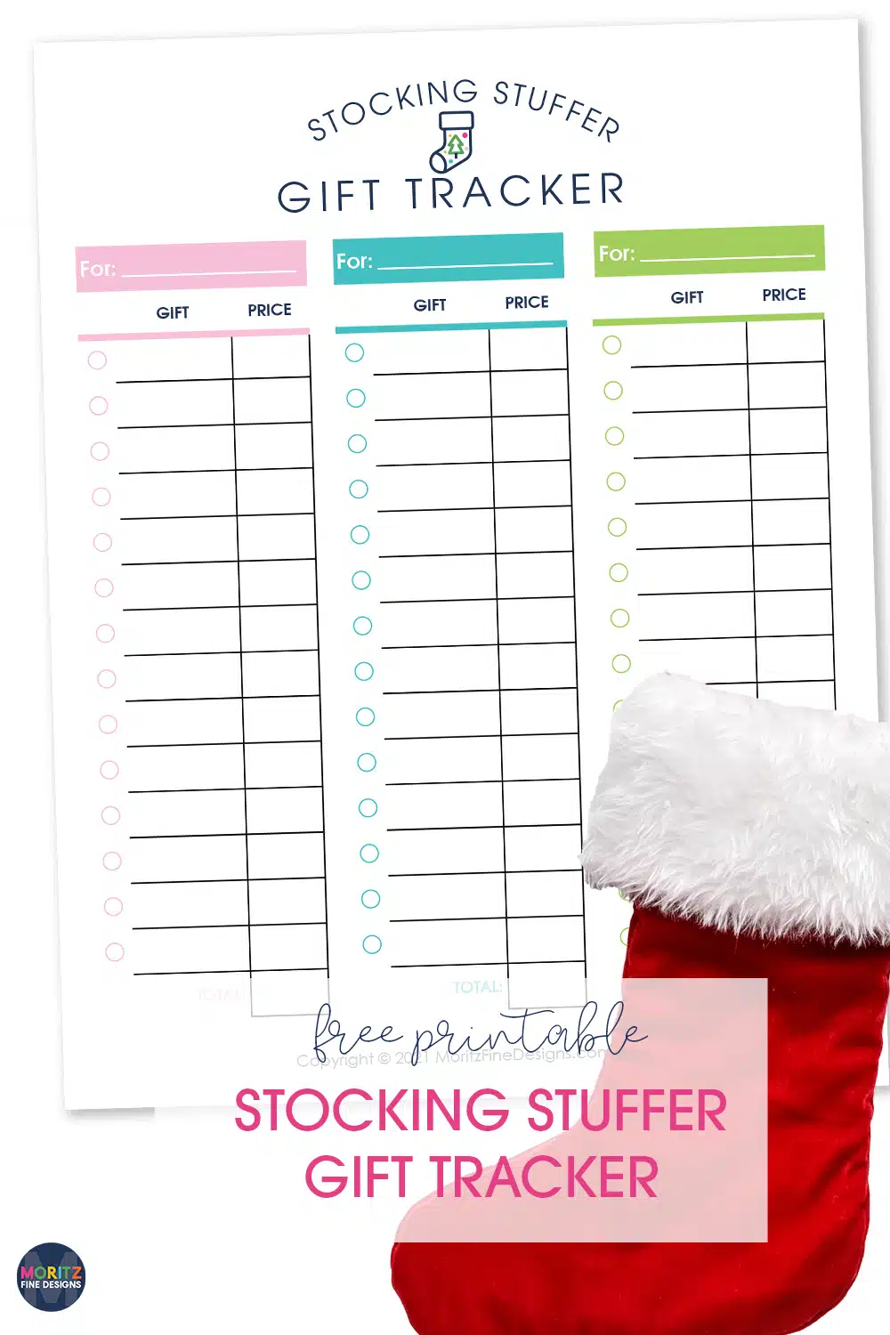 Keep track of all the gifts you purchase for stockings with the free printable Stocking Stuffer Gift Tracker.
