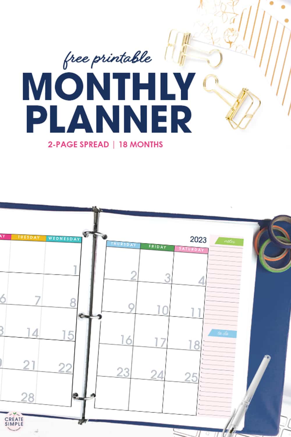 2022-2023 Monthly Calendar Planner