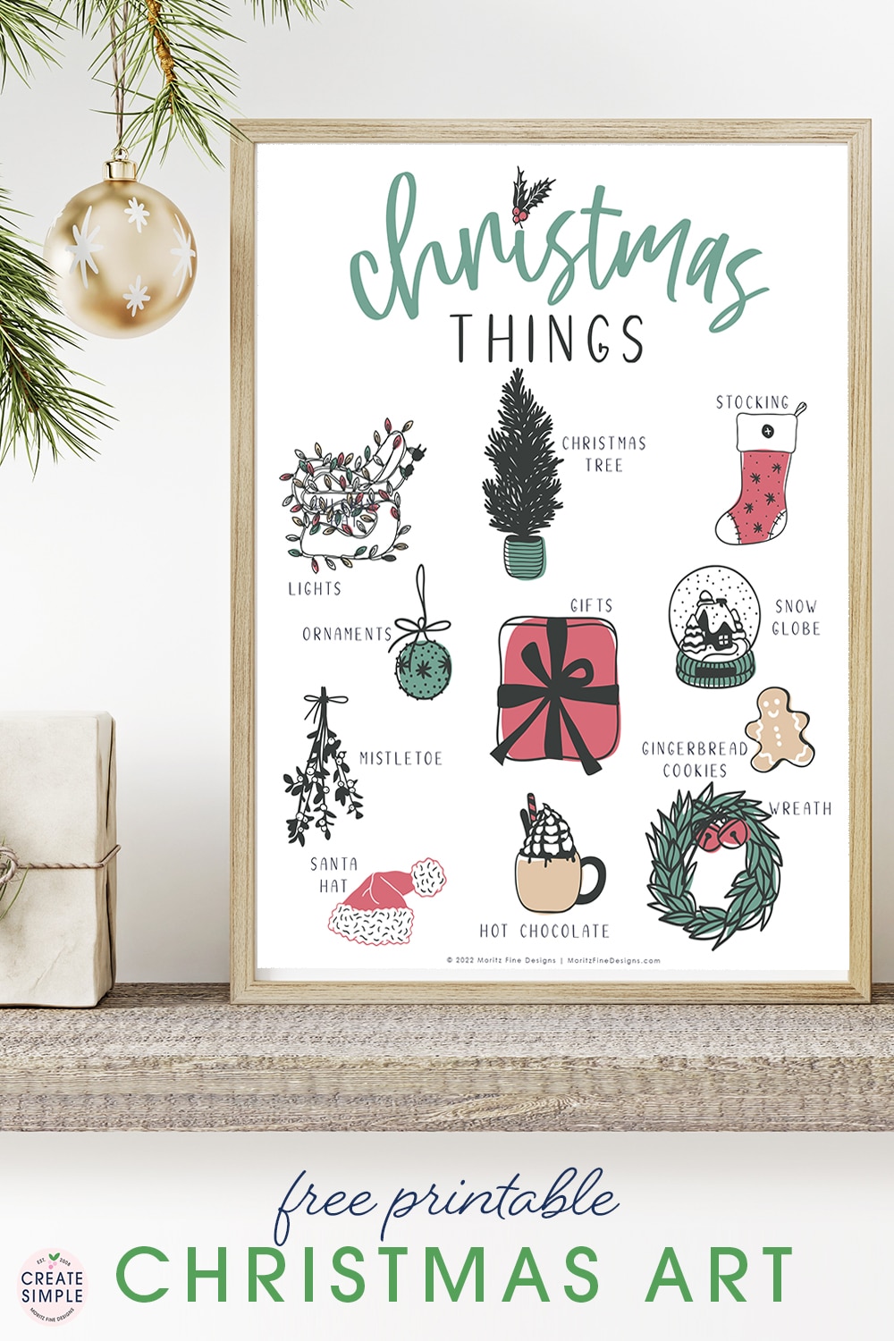 Add Christmas decorations to your home in just minutes with this free printable Christmas Art. Simply download, print and hang!