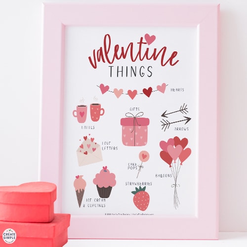 Add Valentine decorations to your home in just minutes with this free printable Valentine Art. Simply download, print and hang!