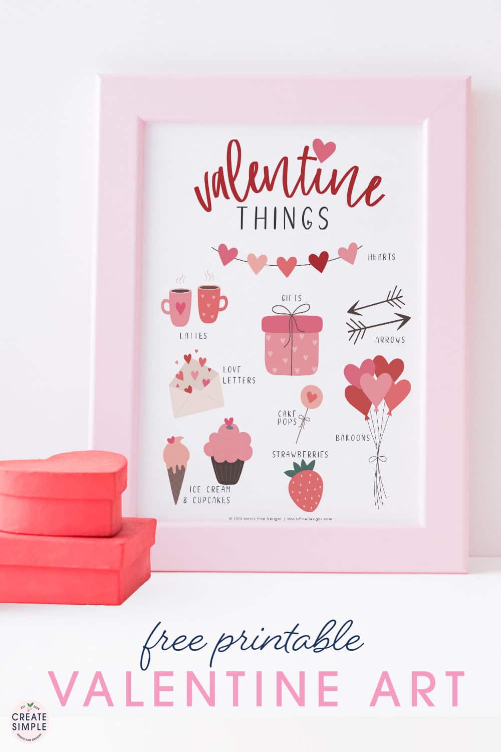 Add Valentine decorations to your home in just minutes with this free printable Valentine Art. Simply download, print and hang!