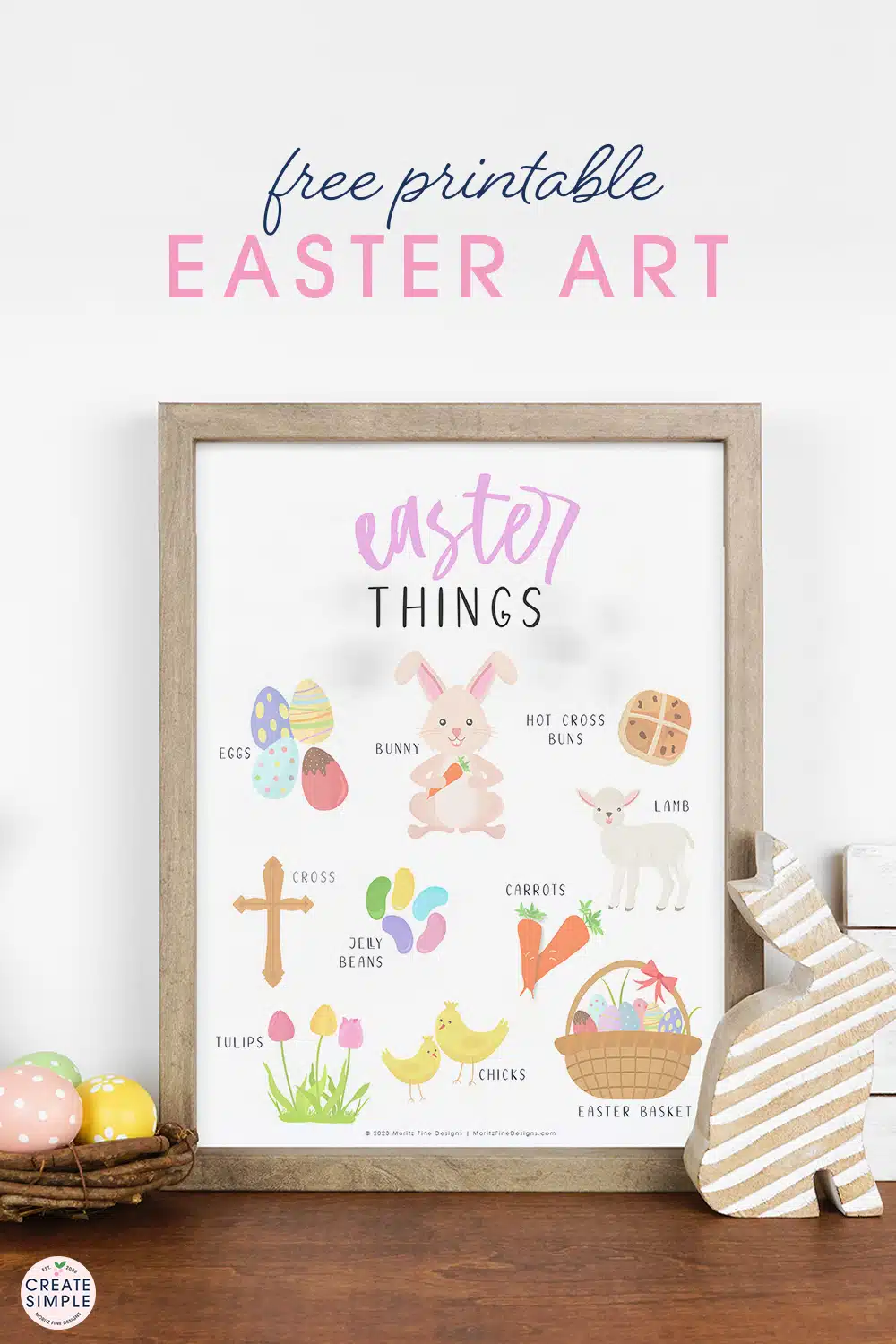 Add Easter decorations to your home in just minutes with this free downloadable printable art. Simply download, print and hang!
