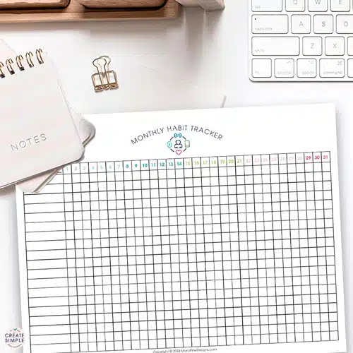 The free printable 31 Day Monthly Habit Tracker Worksheet is the best way to create new habits that have a lasting impact.