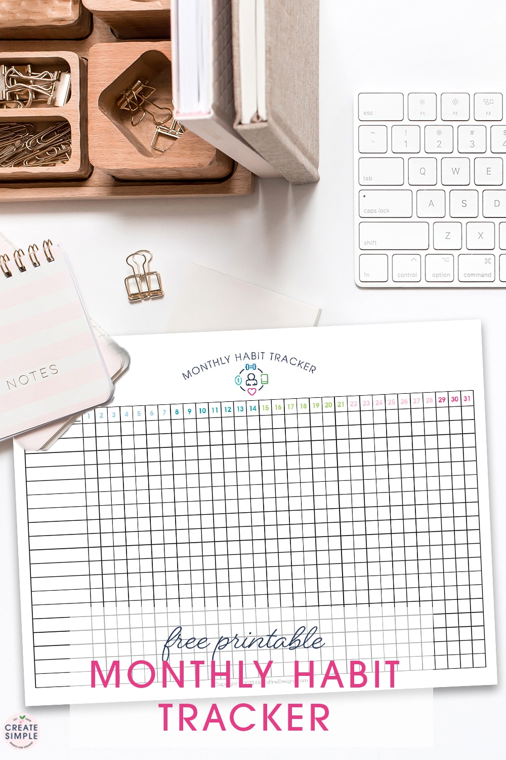 The free printable 31 Day Monthly Habit Tracker Worksheet is the best way to create new habits that have a lasting impact.