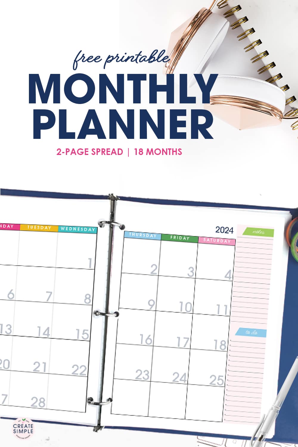 You will love this free printable 2023-2024 monthly planner & calendar. It's perfect to keep track of your work, home & family schedules.