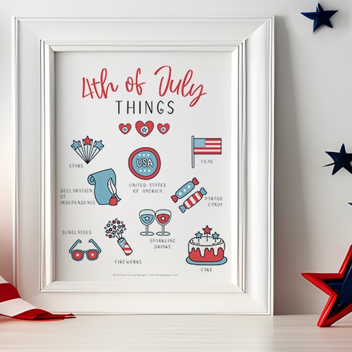 Add 4th of July decorations to your home in just minutes with this free printable 4th of July Art. Simply download, print and hang!
